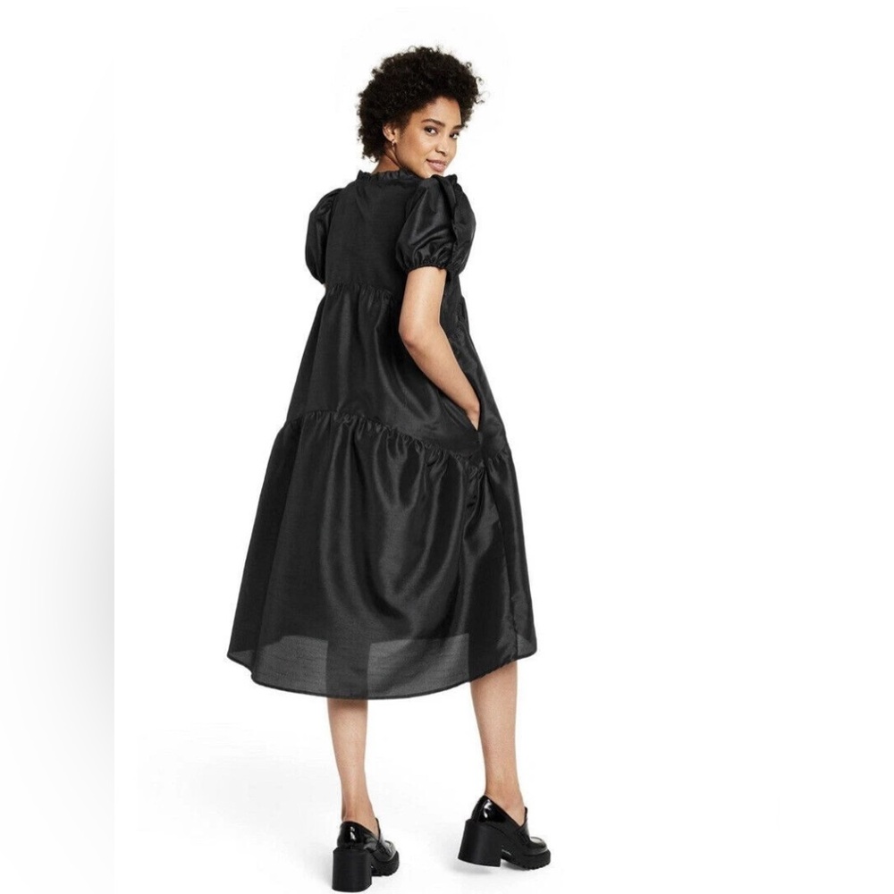 Kika Vargas Black High Low Dress with Puff Sleeves, size XS, can fit size S too - Picture 2 of 6